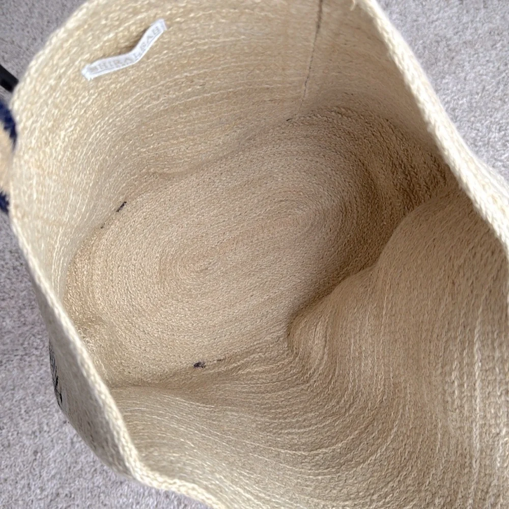 NEW Shiraleah Fiorella Natural Woven Jute Large Tote Bag Painted Floral Pattern